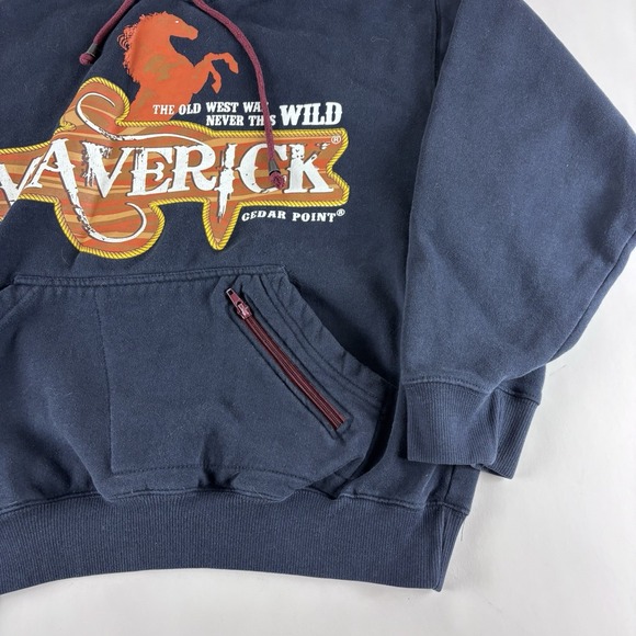 Cedar Fair Cedar Point Maverick Rollercoaster Small 1/2 Zip Pullover Hoodie Blue - Picture 5 of 9